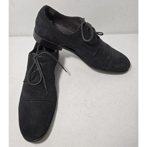 John Varvatos USA Mens Lace Up Dress Shoes Black Suede Derby SZ 10.5 M
